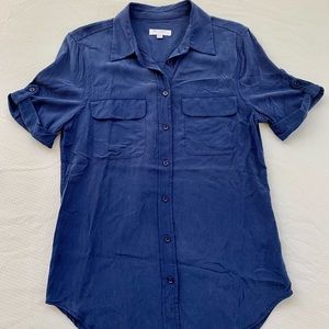 Equipment Silk Blouse Shirt - Short Sleeve- Blve-S